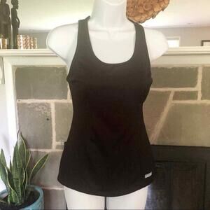 EXPRESS Black Workout Tank Built-In Bra Mesh Back XS Athletic